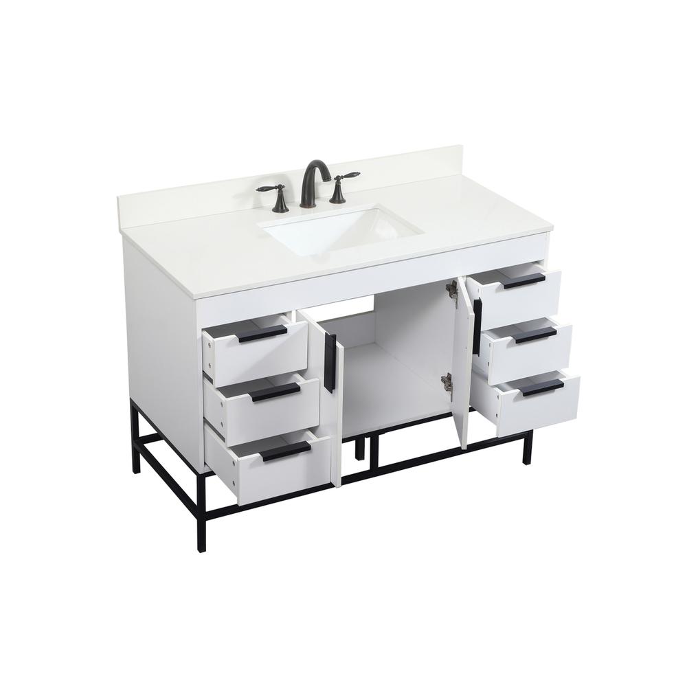 48 Inch Single Bathroom Vanity In White With Backsplash. Picture 9