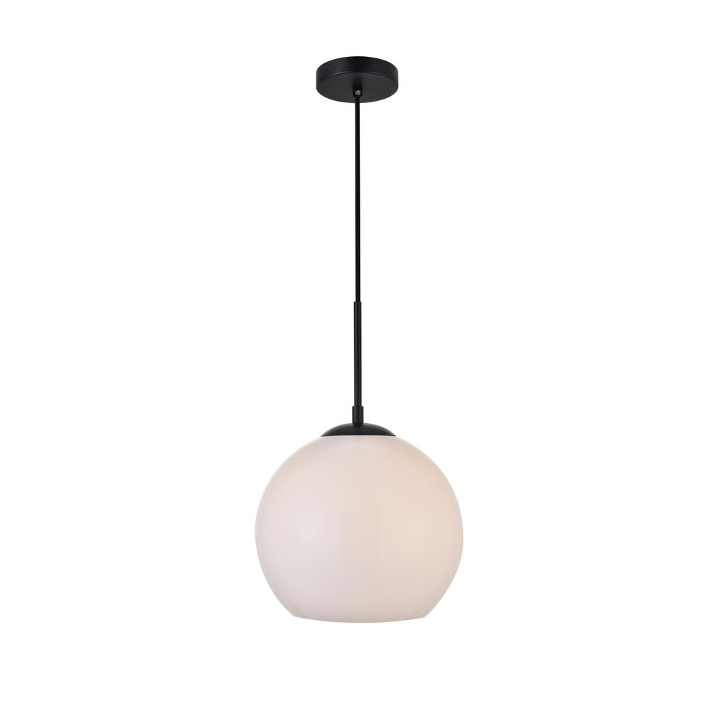 Baxter 1 Light Black Pendant With Frosted White Glass. Picture 1
