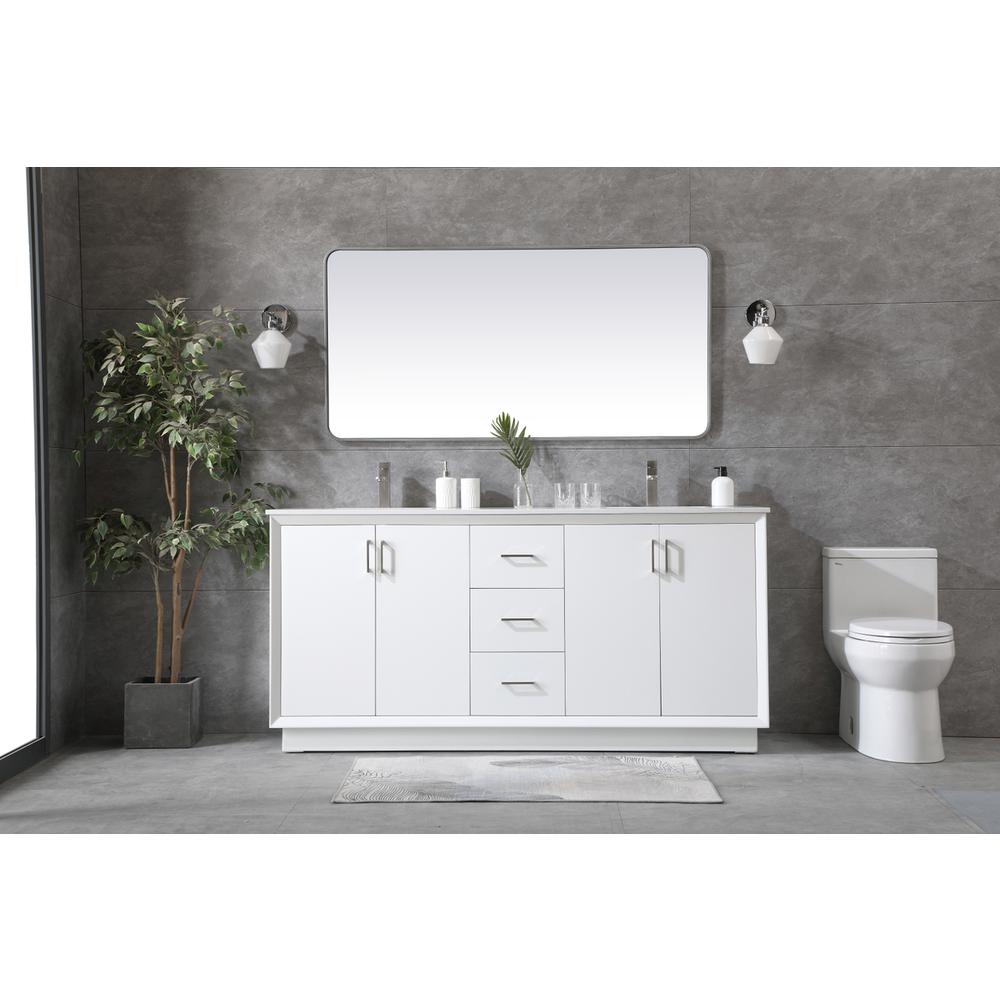 72 Inch Double Bathroom Vanity In White. Picture 4