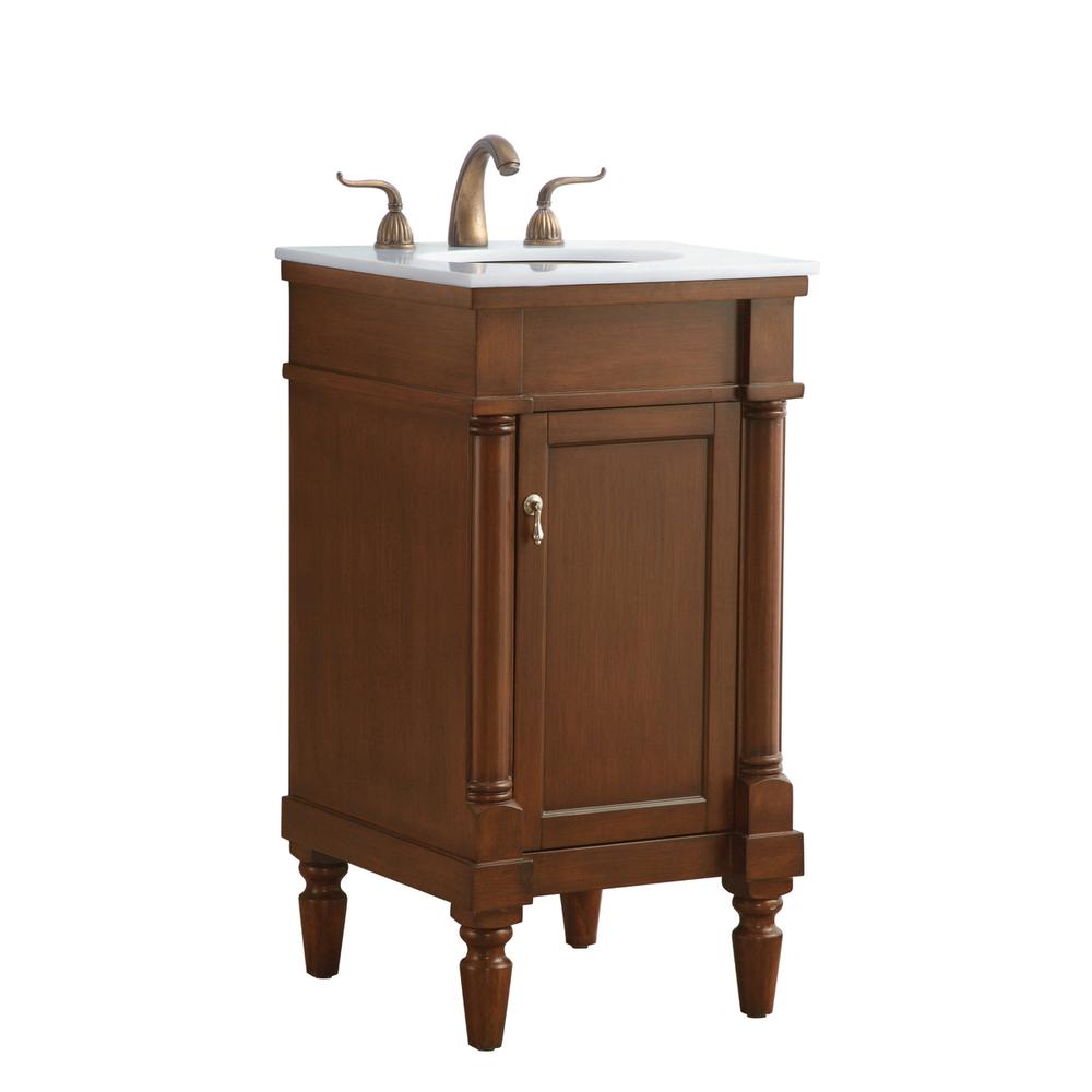 18 Inch Single Bathroom Vanity In Walnut  With Ivory White Engineered Marble. Picture 12