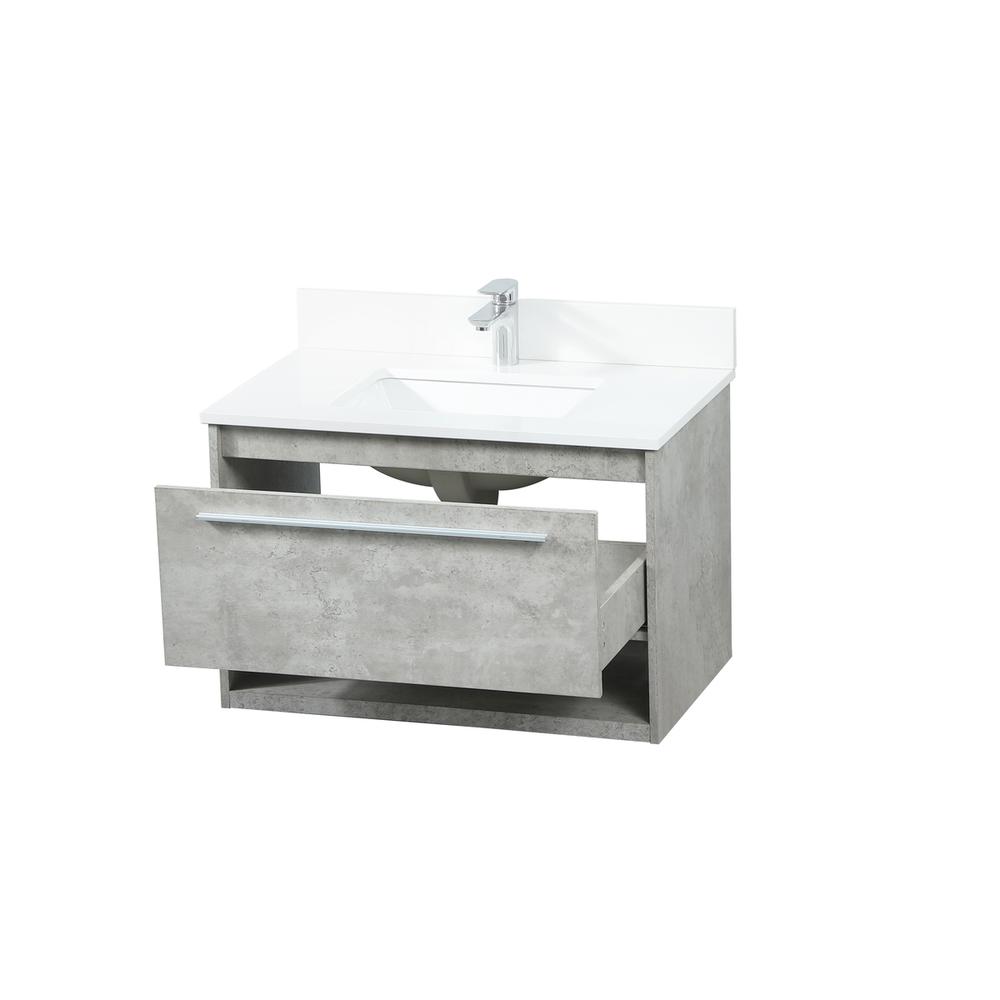 30 Inch Single Bathroom Vanity In Concrete Grey With Backsplash. Picture 9