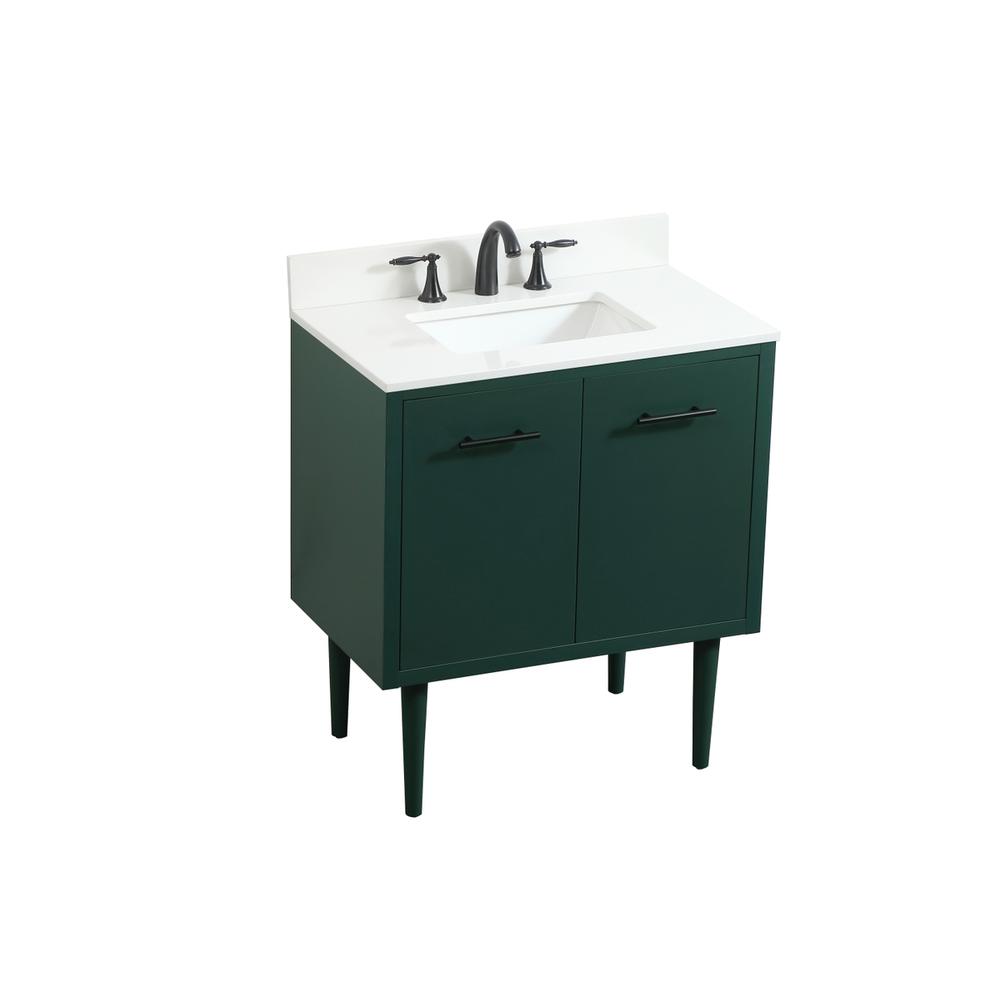 30 Inch Single Bathroom Vanity In Green With Backsplash. Picture 11
