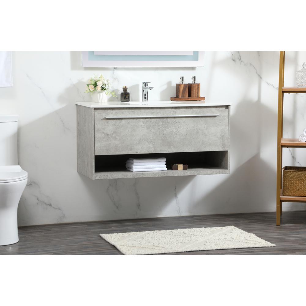 40 Inch Single Bathroom Vanity In Concrete Grey. Picture 2