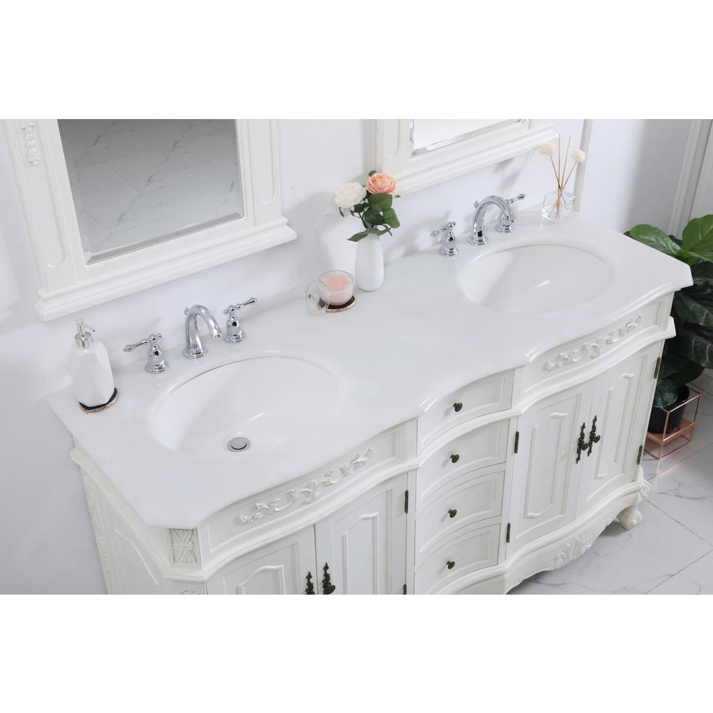 60 Inch Double Bathroom Vanity In Antique White. Picture 4