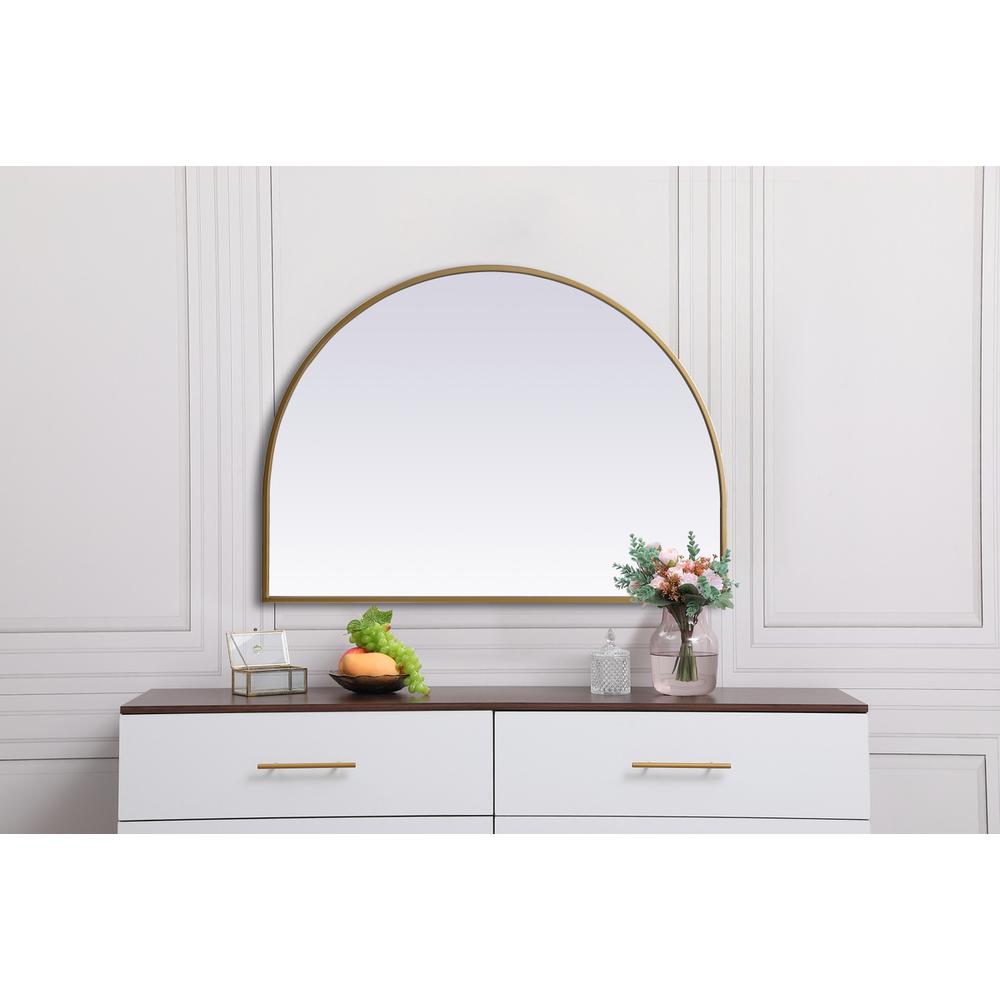 Metal Frame Arch Mirror 33X24 Inch In Brass. Picture 3