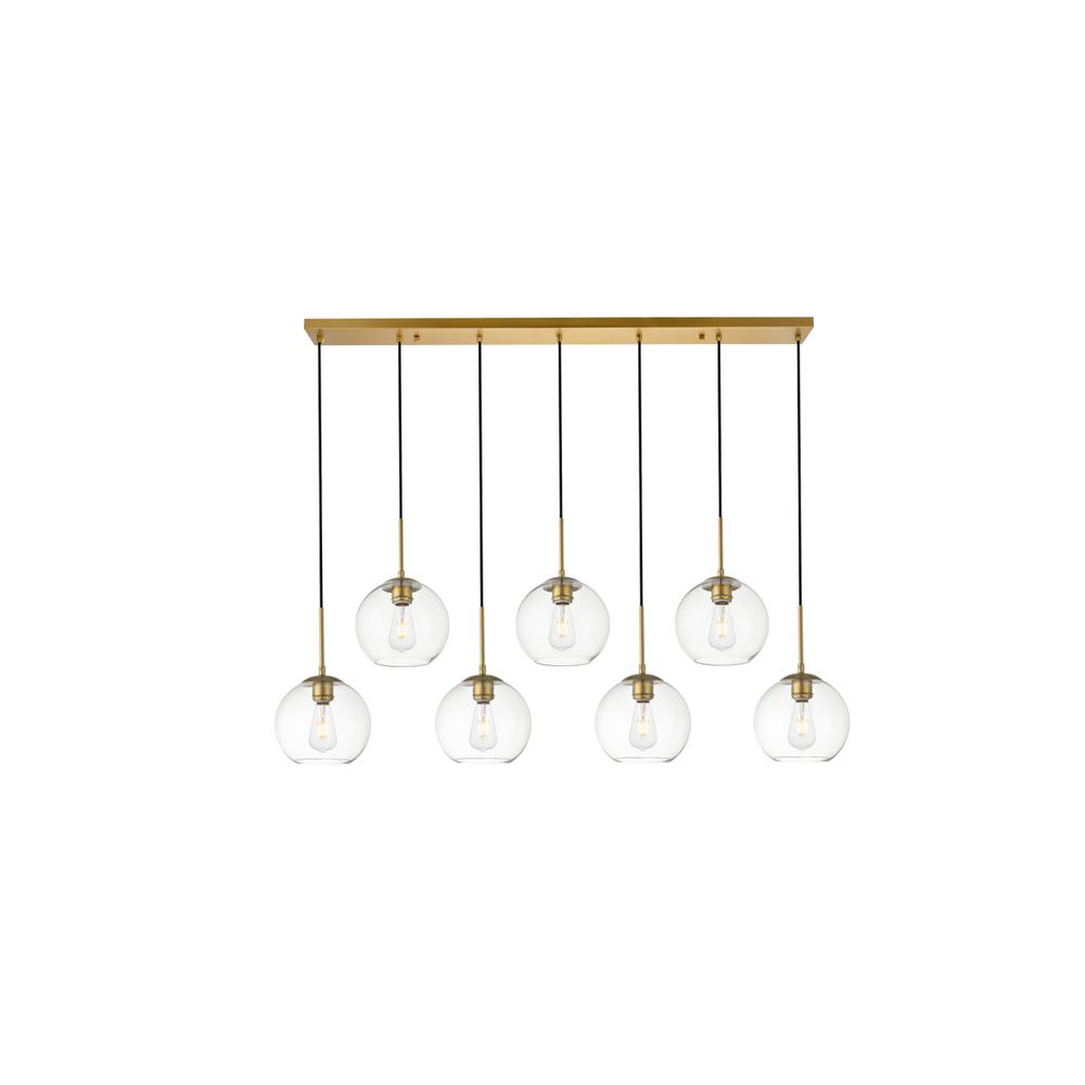 Baxter 7 Lights Brass Pendant With Clear Glass. Picture 1