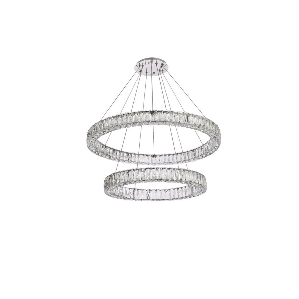 Monroe 36 Inch Led Double Ring Chandelier In Chrome. Picture 6