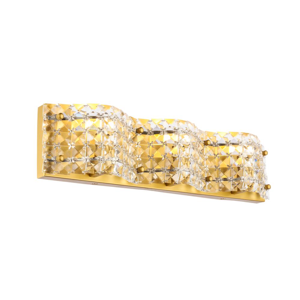Ollie 3 Light Brass And Clear Crystals Wall Sconce. Picture 5