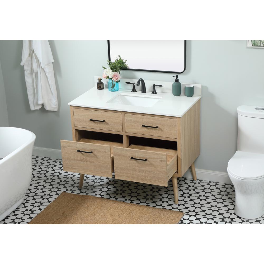 42 Inch Single Bathroom Vanity In Mango Wood With Backsplash. Picture 3