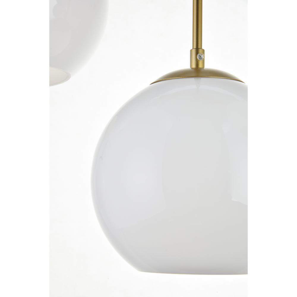Baxter 3 Lights Brass Pendant With Frosted White Glass. Picture 4