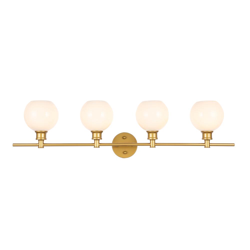 Collier 4 Light Brass And Frosted White Glass Wall Sconce. Picture 1