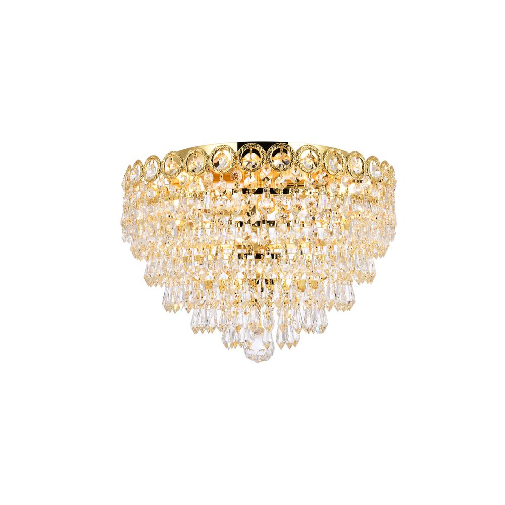 Century 4 Light Gold Flush Mount Clear Royal Cut Crystal. Picture 1