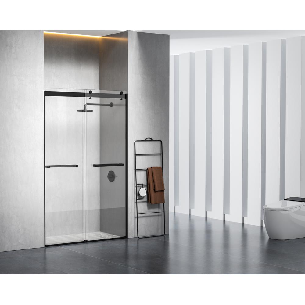Frameless Shower Door 48 X 76 Matte Black. Picture 3