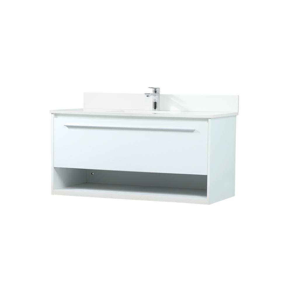 40 Inch Single Bathroom Vanity In White With Backsplash. Picture 7