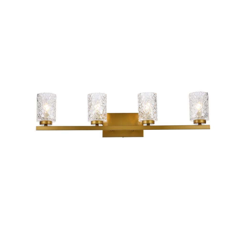 Cassie 4 Lights Bath Sconce In Brass With Clear Shade. Picture 1
