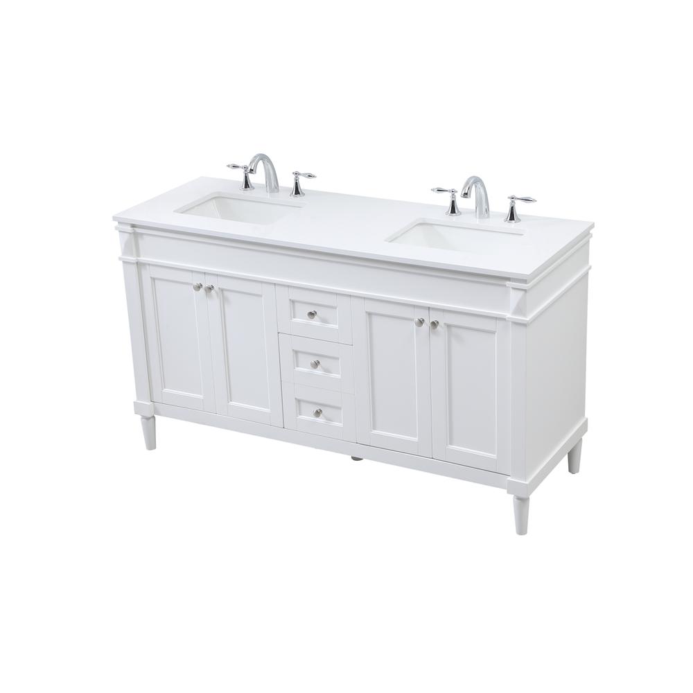 60 Inch Double Bathroom Vanity In White. Picture 8