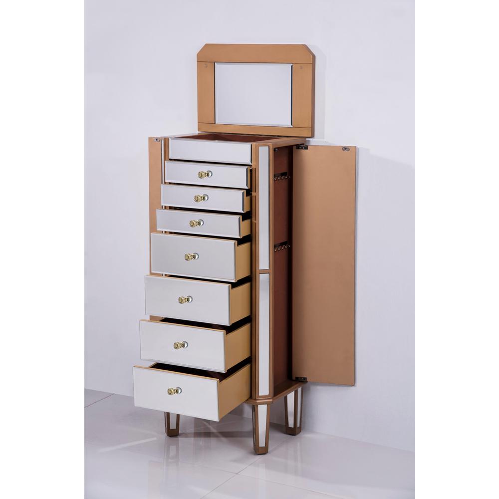 7 Drawer Jewelry Armoire 18 In. X 12 In. X 41 In. In Gold Clear. Picture 3