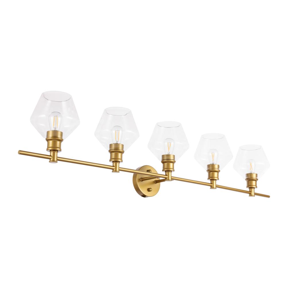 Gene 5 Light Brass And Clear Glass Wall Sconce. Picture 8