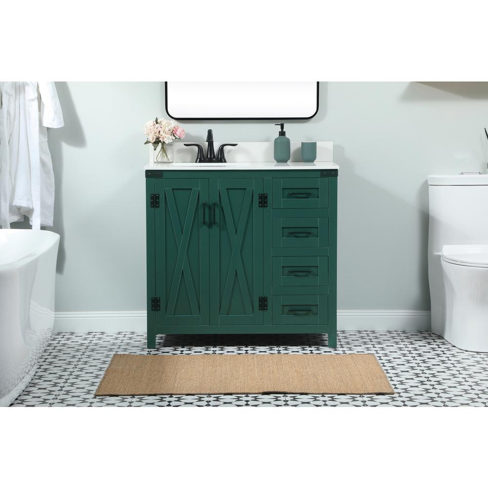 36 Inch Single Bathroom Vanity In Green With Backsplash. Picture 14