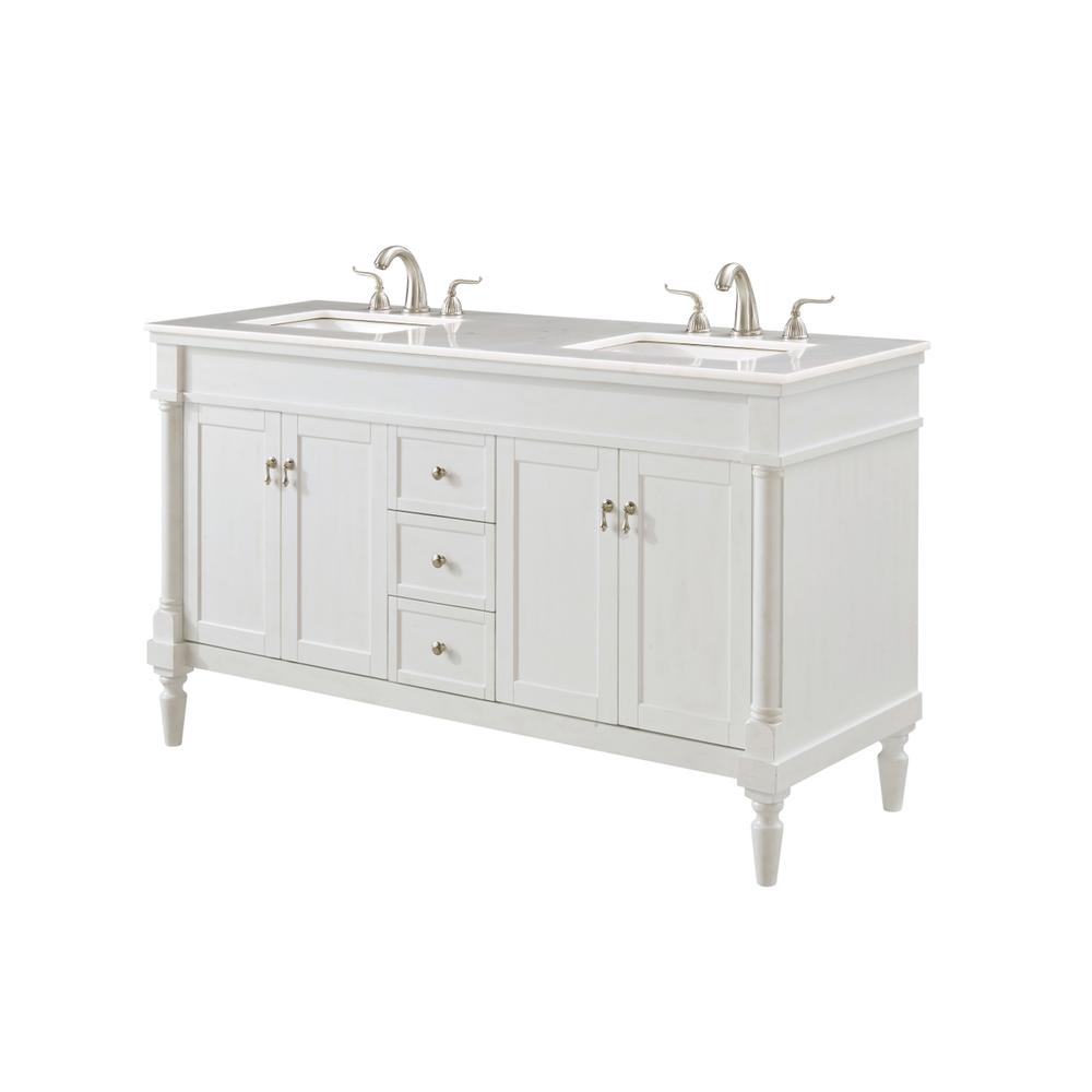 60 In. Single Bathroom Vanity Set In Antique White. Picture 2