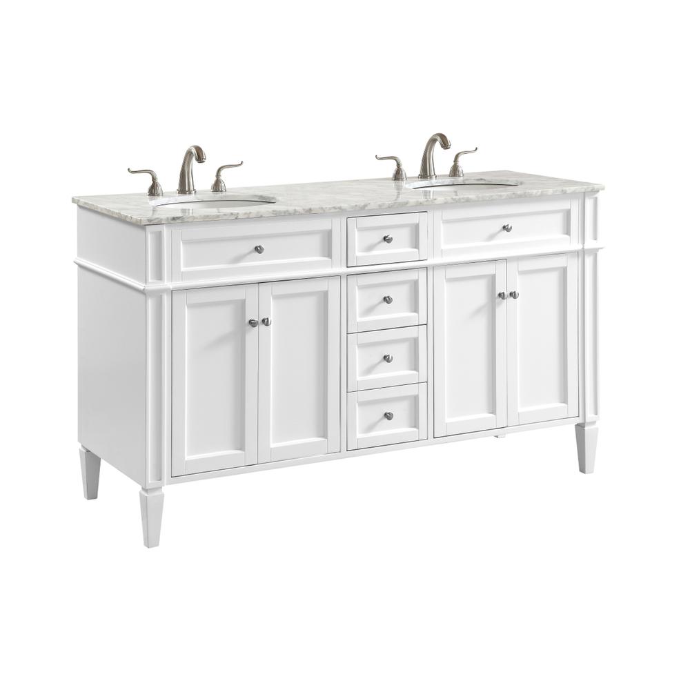 60 In. Double Bathroom Vanity Set In White. Picture 3