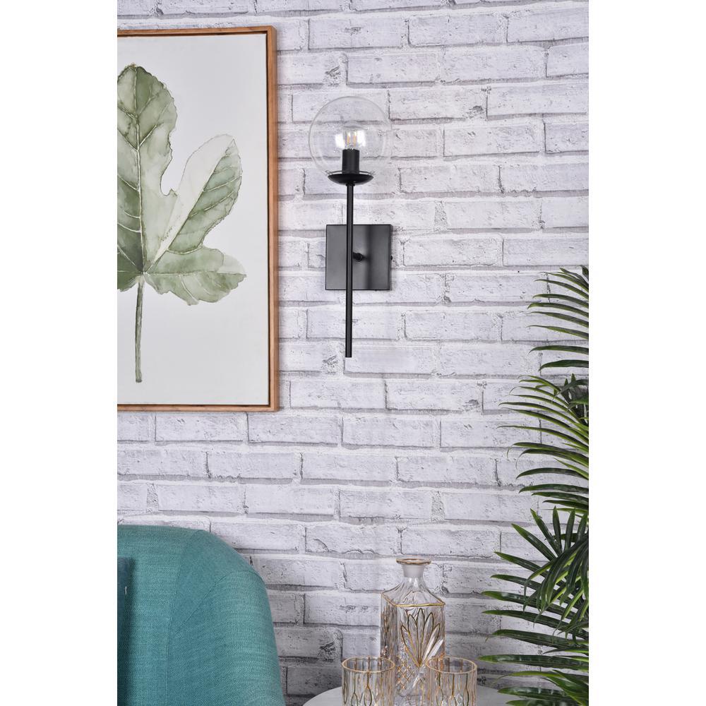 Neri 1 Light Black And Clear Glass Wall Sconce. Picture 7