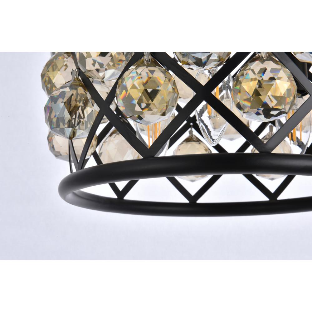 Madison 3 Light Matte Black Pendant Golden Teak (Smoky) Royal Cut Crystal. Picture 3