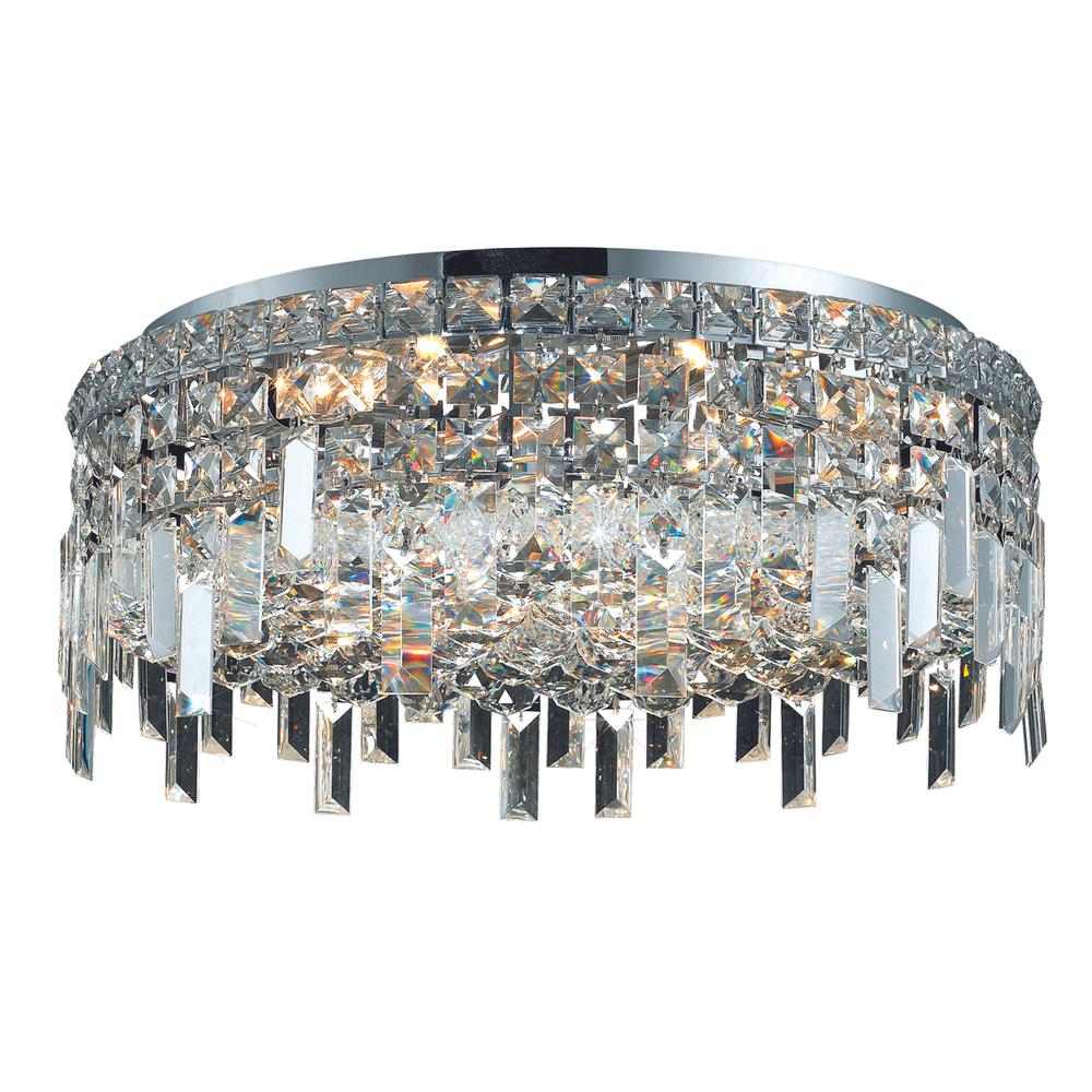 Maxime 6 Light Chrome Flush Mount Clear Royal Cut Crystal. Picture 1