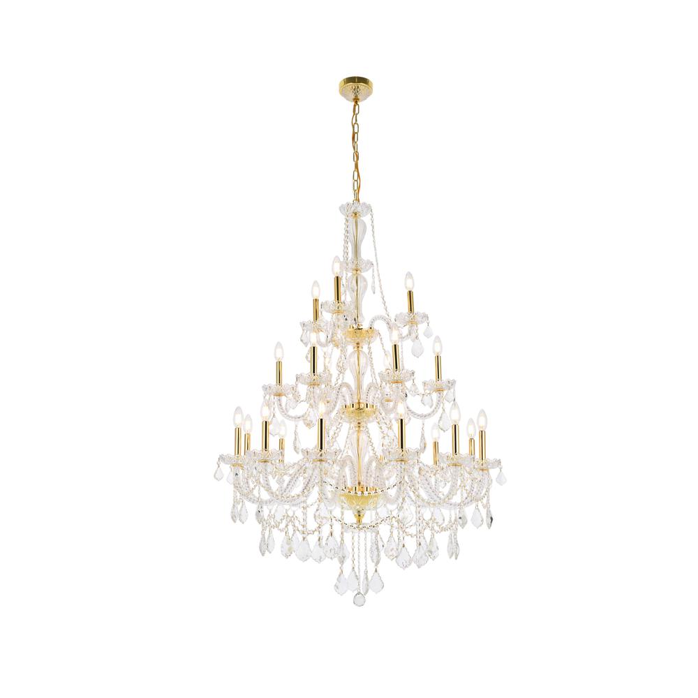 Giselle 21 Light Gold Chandelier Clear Royal Cut Crystal. Picture 1