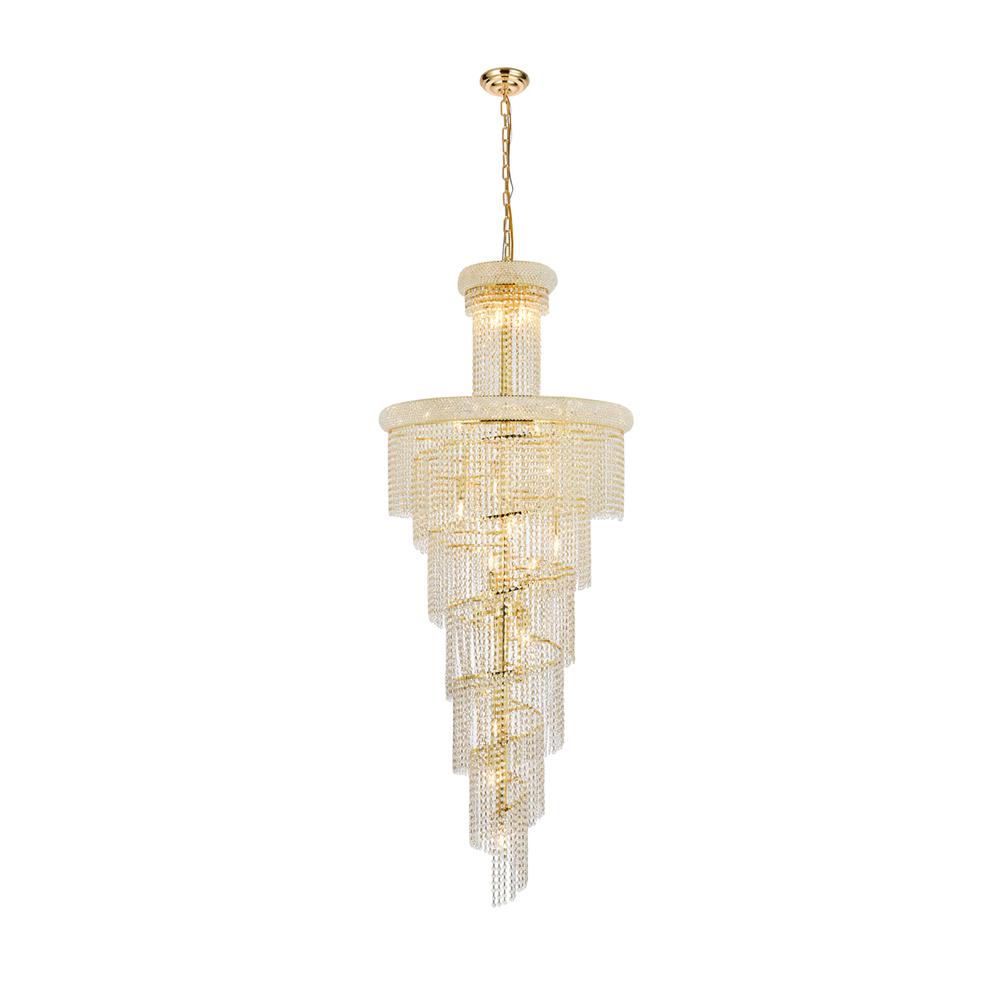 Spiral 28 Light Gold Chandelier Clear Royal Cut Crystal. Picture 1