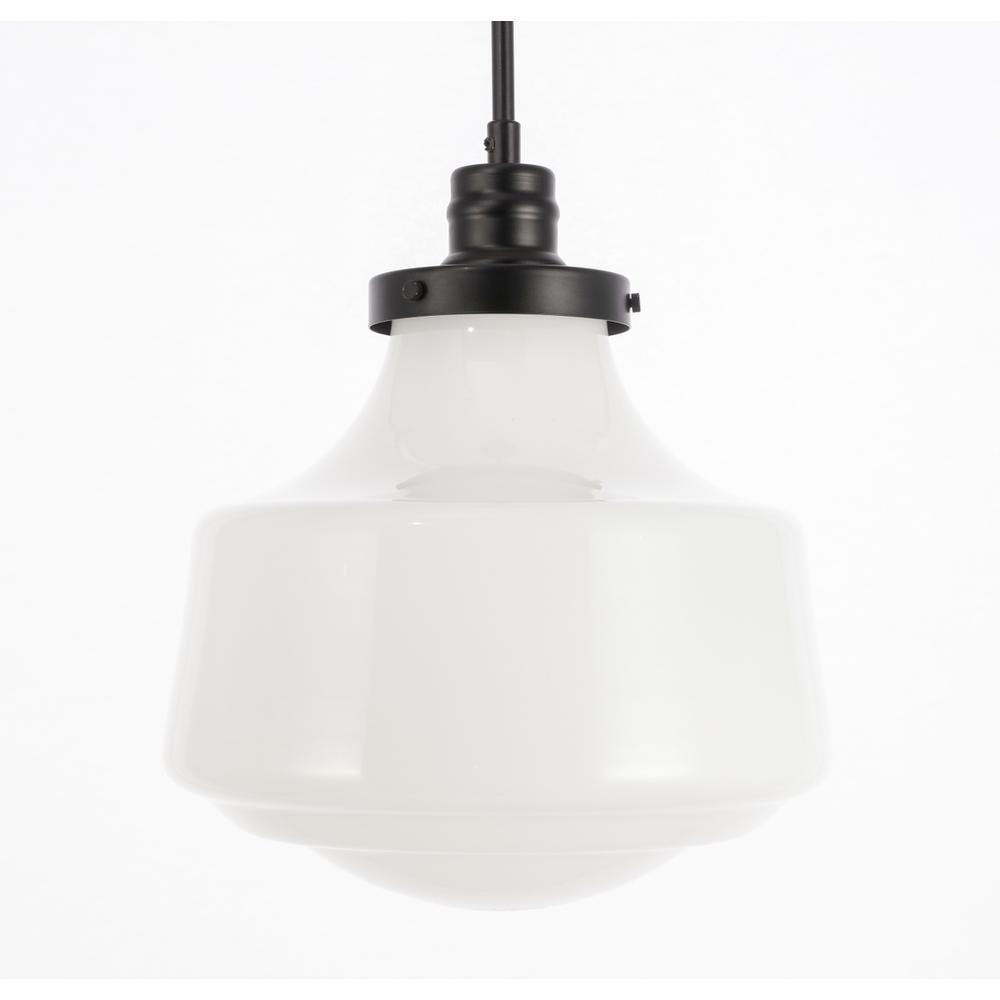 Lyle 1 Light Black And Frosted White Glass Pendant. Picture 11