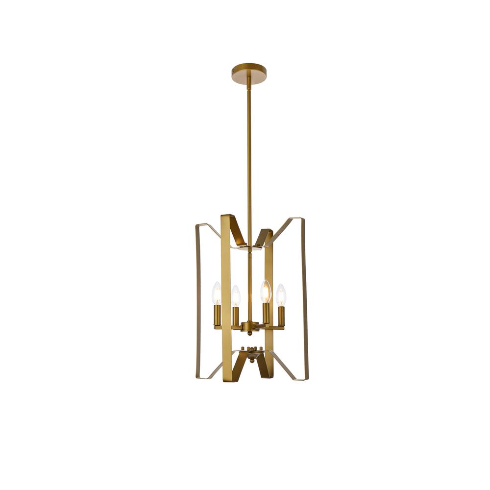 Hoffman 4 Lights Pendant In Brass. Picture 1