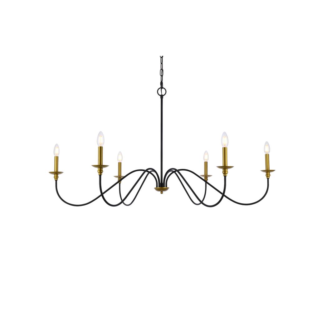 Rohan 48 Inch Chandelier In Matte Black And Brass. Picture 2