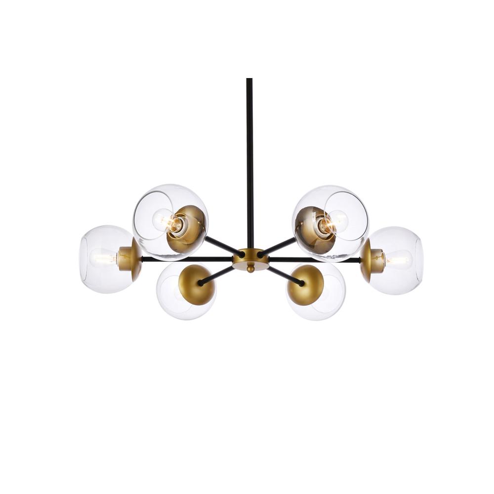 Briggs 30 Inch Pendant In Black And Brass With Clear Shade. Picture 2