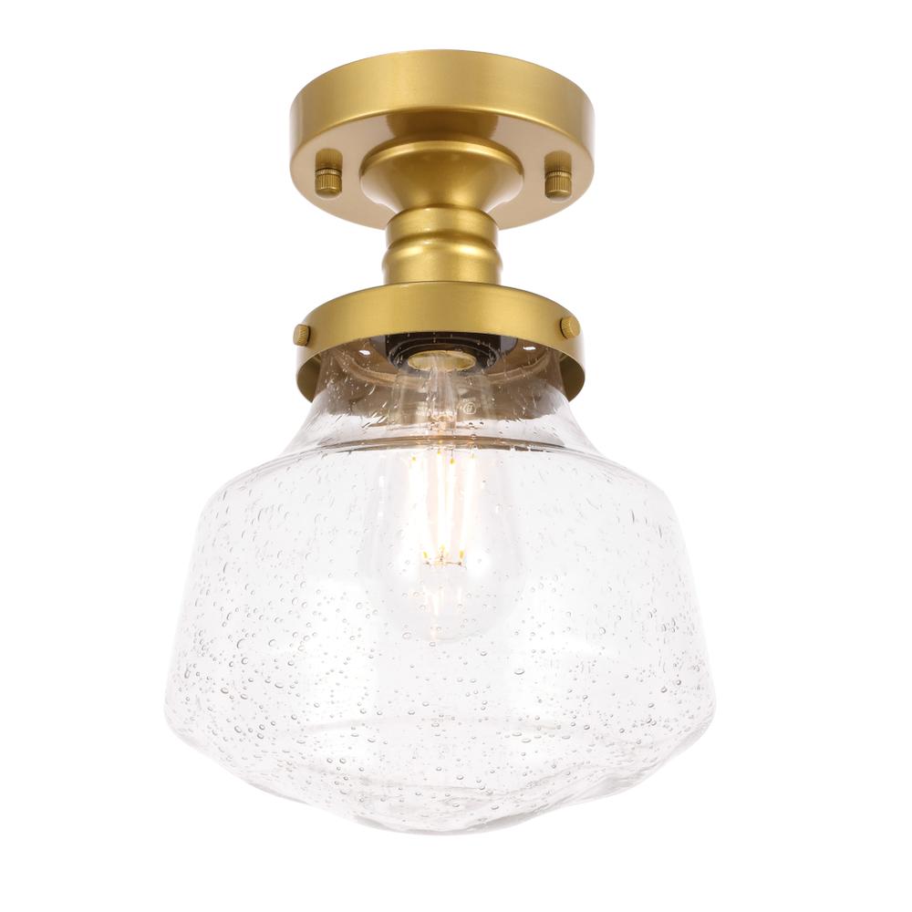 Lyle 1 Light Brass And Clear Seeded Glass Flush Mount. Picture 5