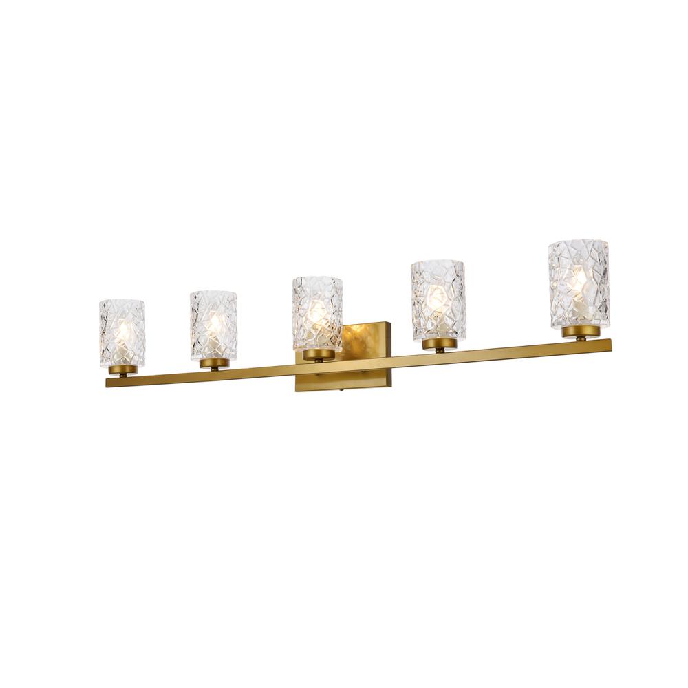 Cassie 5 Lights Bath Sconce In Brass With Clear Shade. Picture 2