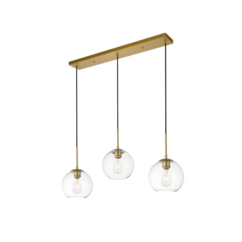 Baxter 3 Lights Brass Pendant With Clear Glass. Picture 2