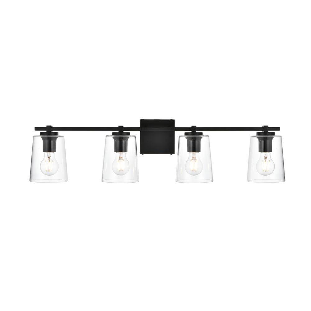 Kacey 4 Light Black And Clear Bath Sconce. Picture 1