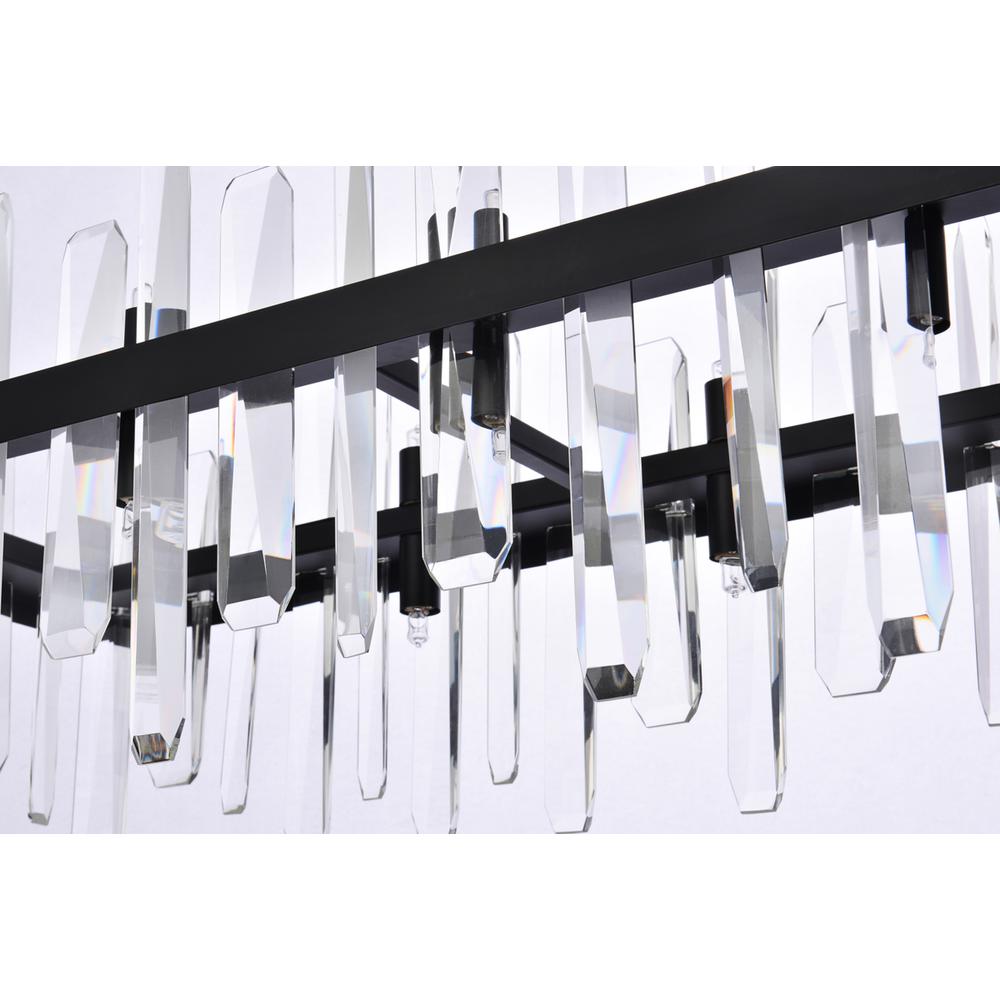 Serena 42 Inch Crystal Rectangle Chandelier In Black. Picture 5