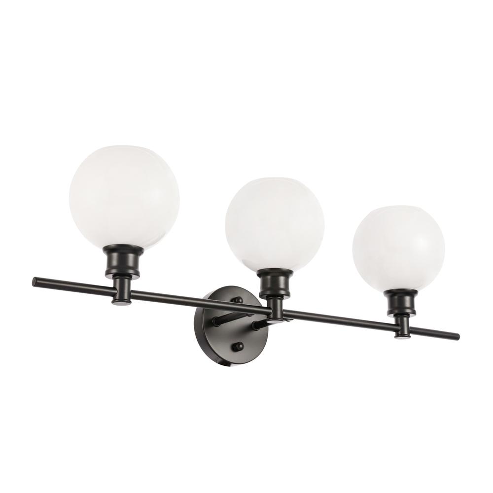 Collier 3 Light Black And Frosted White Glass Wall Sconce. Picture 6