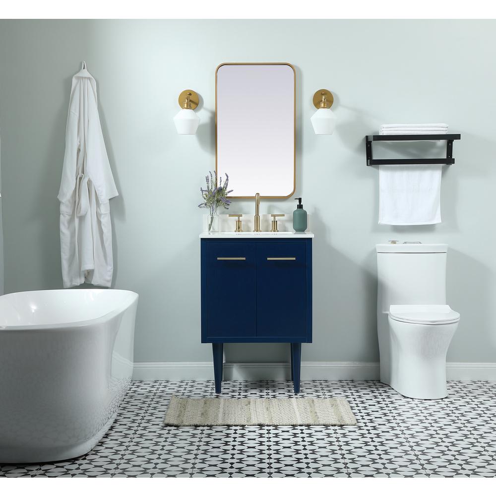 24 Inch Single Bathroom Vanity In Blue With Backsplash. Picture 4