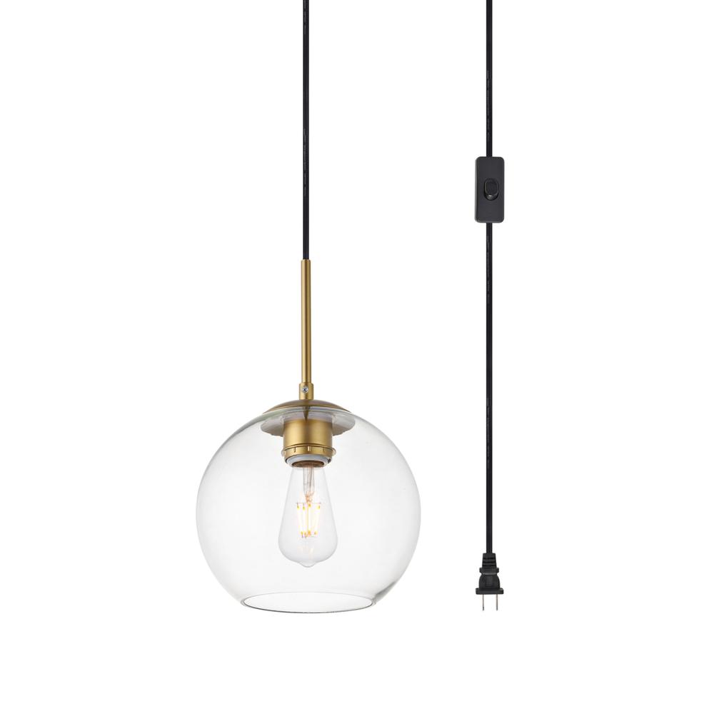 Baxter 1 Light Brass Plug-In Pendant With Clear Glass. Picture 2