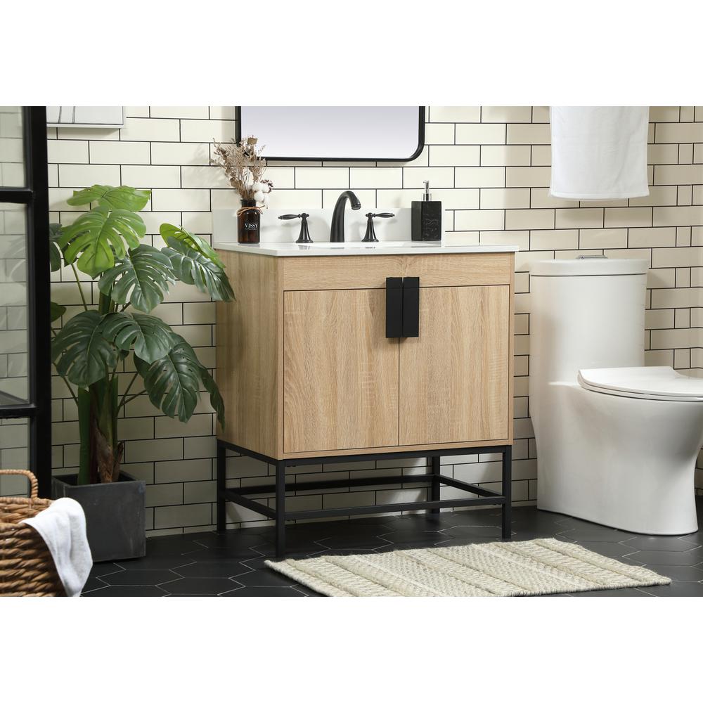 30 Inch Single Bathroom Vanity In Mango Wood With Backsplash. Picture 2