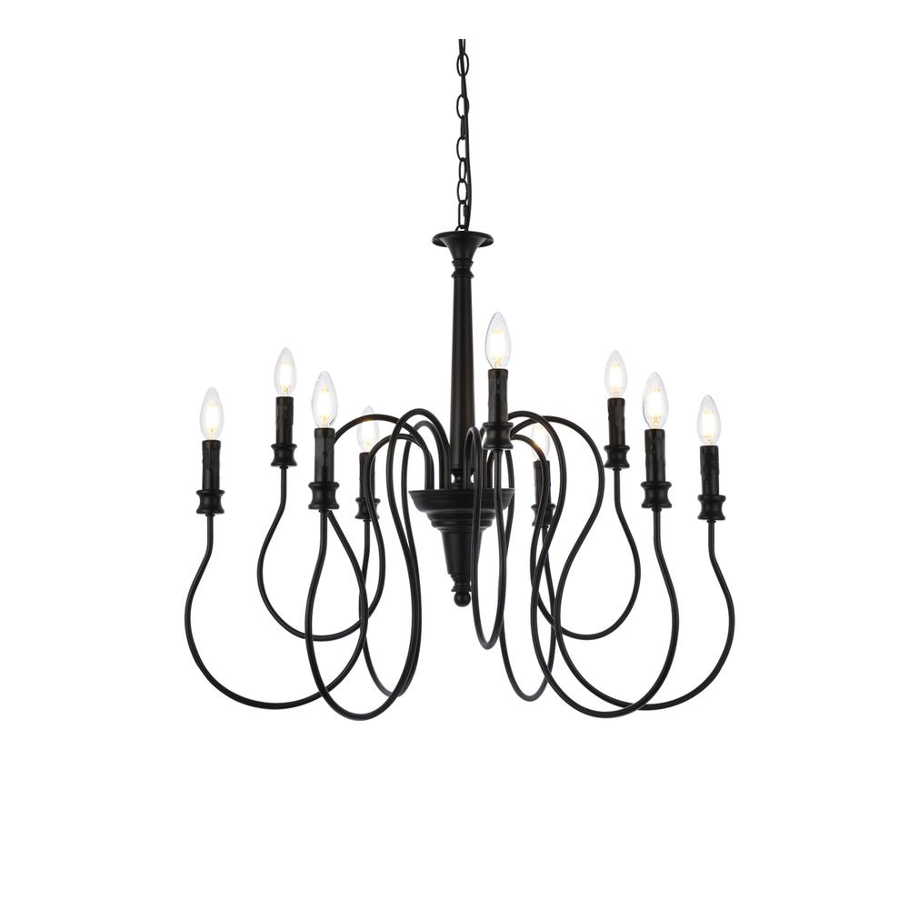 Flynx 9 Lights Pendant In Black. Picture 2