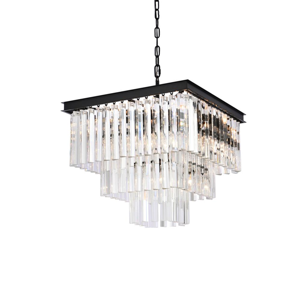 Sydney 21.5 Inch Square Crystal Chandelier In Matte Black. Picture 2