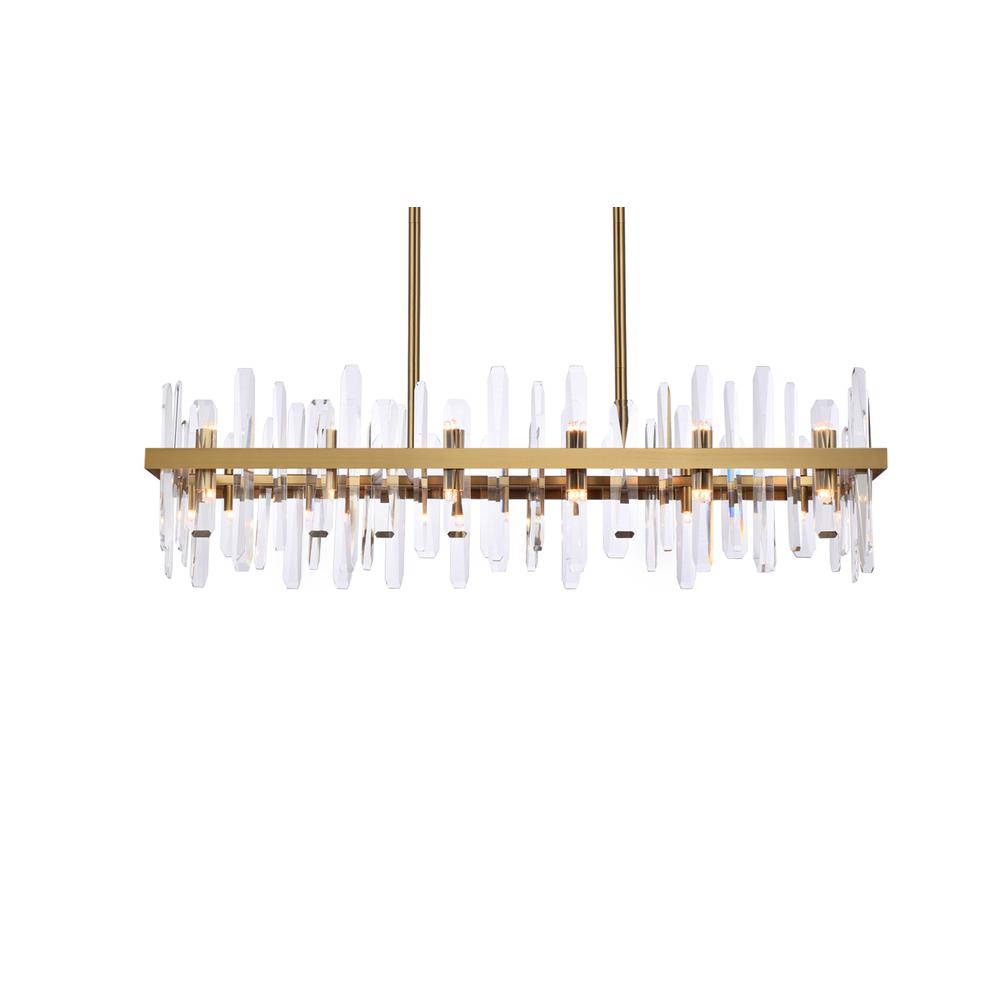 Serena 42 Inch Crystal Rectangle Chandelier In Satin Gold. Picture 2