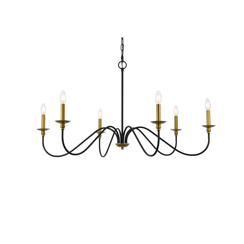 Rohan 42 Inch Chandelier In Matte Black And Brass. Picture 2