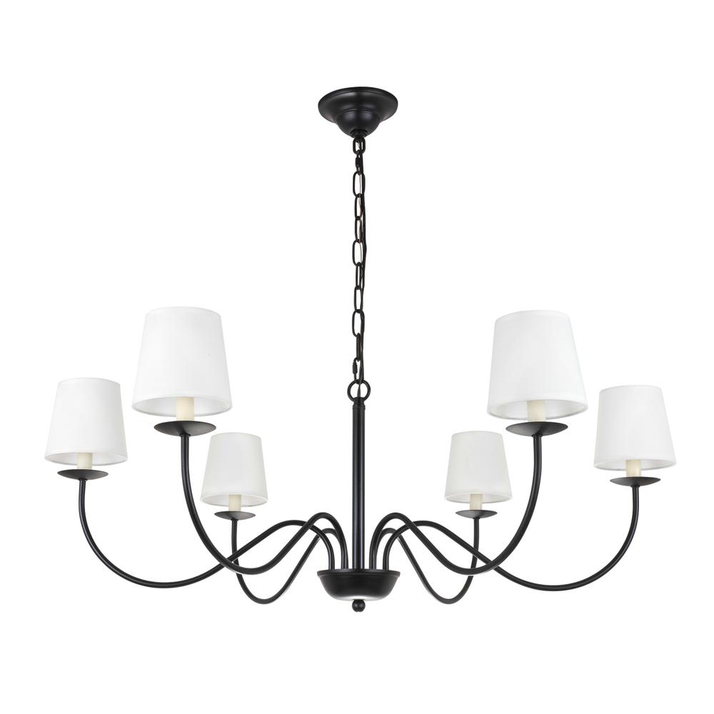 Eclipse 6 Light Black And White Shade Chandelier. Picture 3