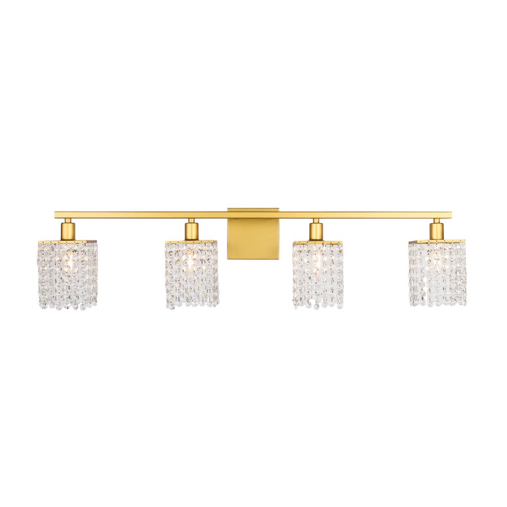 Phineas 4 Light Brass And Clear Crystals Wall Sconce. Picture 1