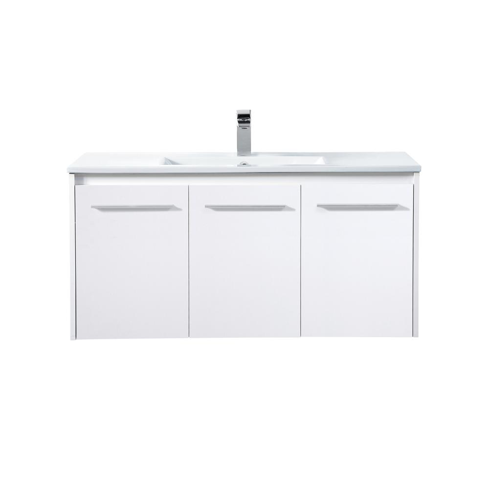 40 Inch  Single Bathroom Floating Vanity In White. Picture 1